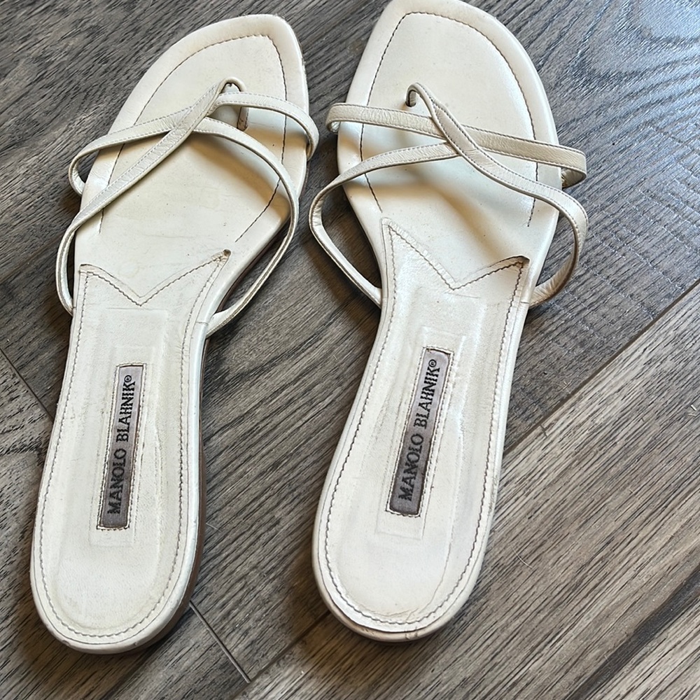 White Manolo Blahnik size 10 sandals